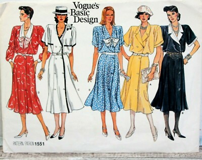 VOGUE BASIC DESIGN 1551 RETRO VINTAGE FLARED FITTED RAISED DRESS PATTERN  8/10/12 | eBay