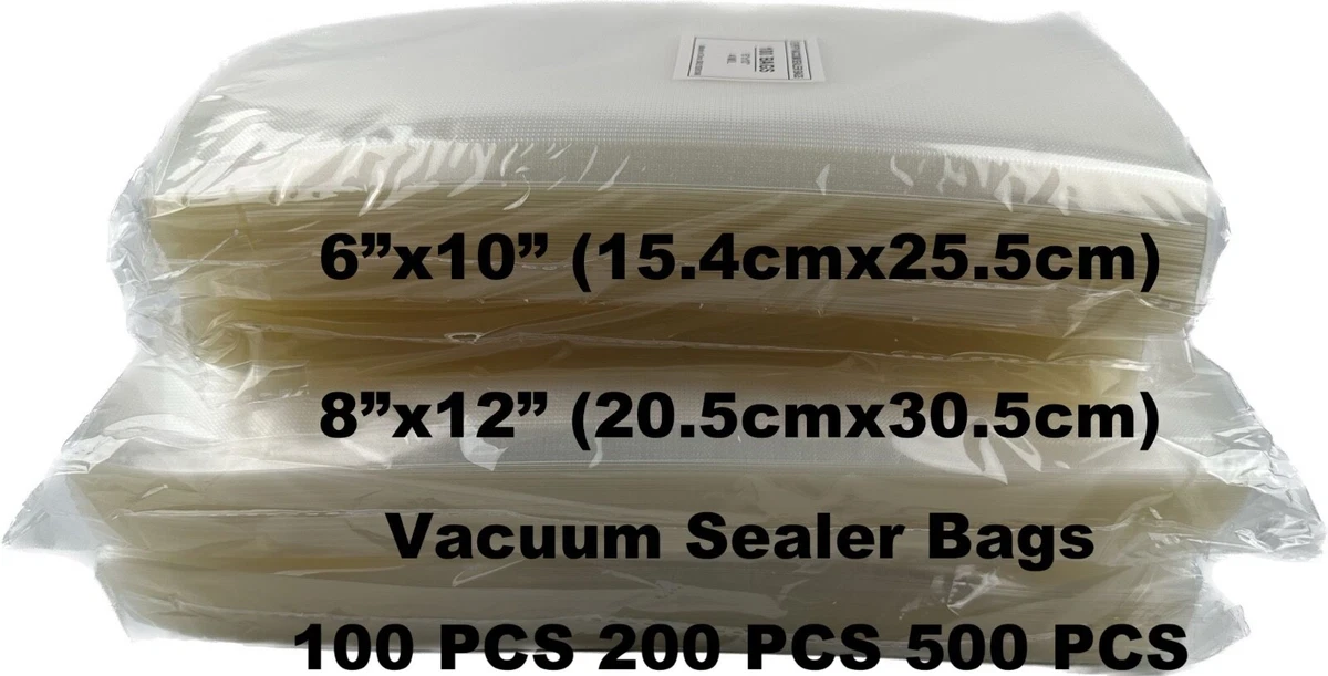 Vacuum Seal Bags - 100 count of 6x10 and 8x12 each