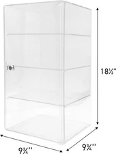 3 Shelf Clear Countertop Display Acrylic Case 9 ¾” x 9 ¾” x 18 ½" Lock Tower 