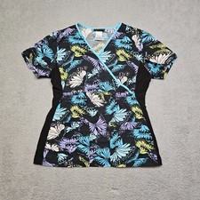 Cherokee Scrubs Top Women's Medium Short Sleeve Butterfly Nursing Medical