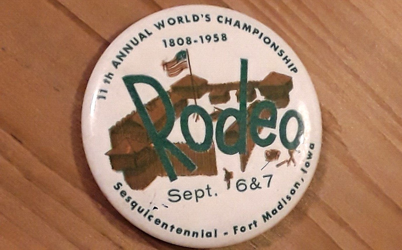 scarce Vintage 1958 11th Annual Tri-State RODEO Pinback Button Fort Madison IOWA