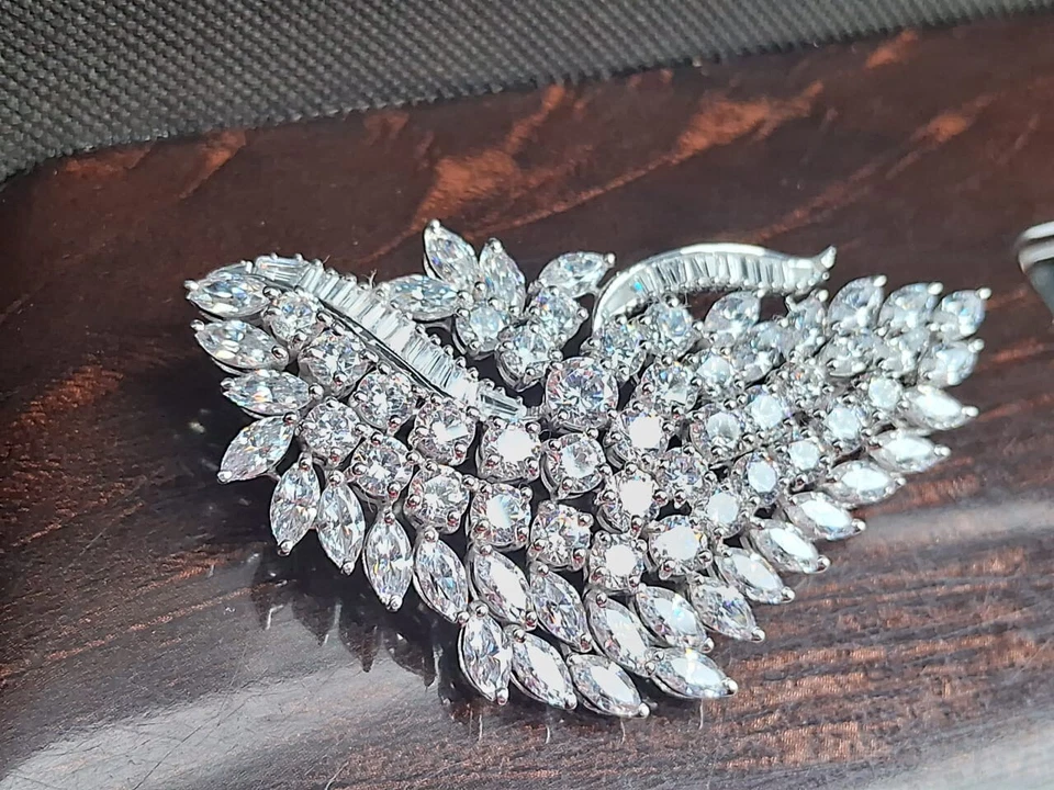 11,85 карата багет и фантазийная огранка Lab-created бриллиант кластер лист дизайн брошь заколка - Изображение 2 из 4