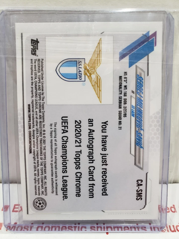 2020-21 Topps Chrome UEFA Sergej Milinkovic Savic Orange Auto Refractor - Image 2 of 2