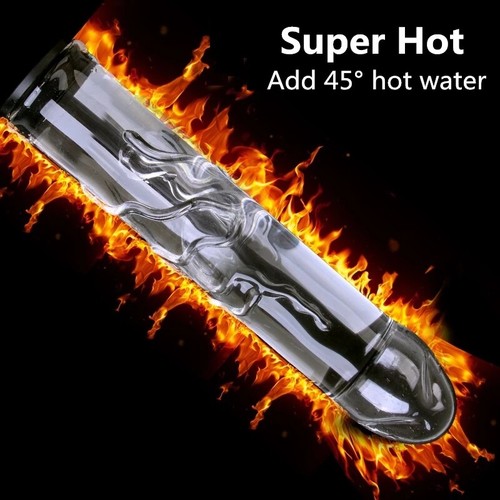 Huge XL Hollow Filled Water Glass Dildo G-spot Prostate Massager Anal Butt Plug - Picture 12 of 18