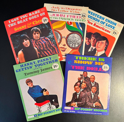 (5) HIP-POCKET RECORDS - Sonny & Cher, Dells, Tommy James, John Fred, More! EX