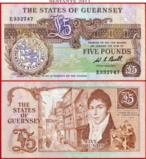 GUERNSEY 5 POUNDS nd 1980/1989 P 49 XF++ free shipping from 100$