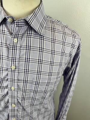 santorelli dress shirts Santorelli Men's Blue Yellow Stripe Luxury Cotton Dress Shirt 17 XL Slim  Fit