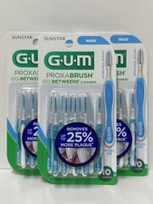 (3 Pack) GUM 3614FC Proxabrush Go-betweens Interdental Brushes - Wide, 10 each