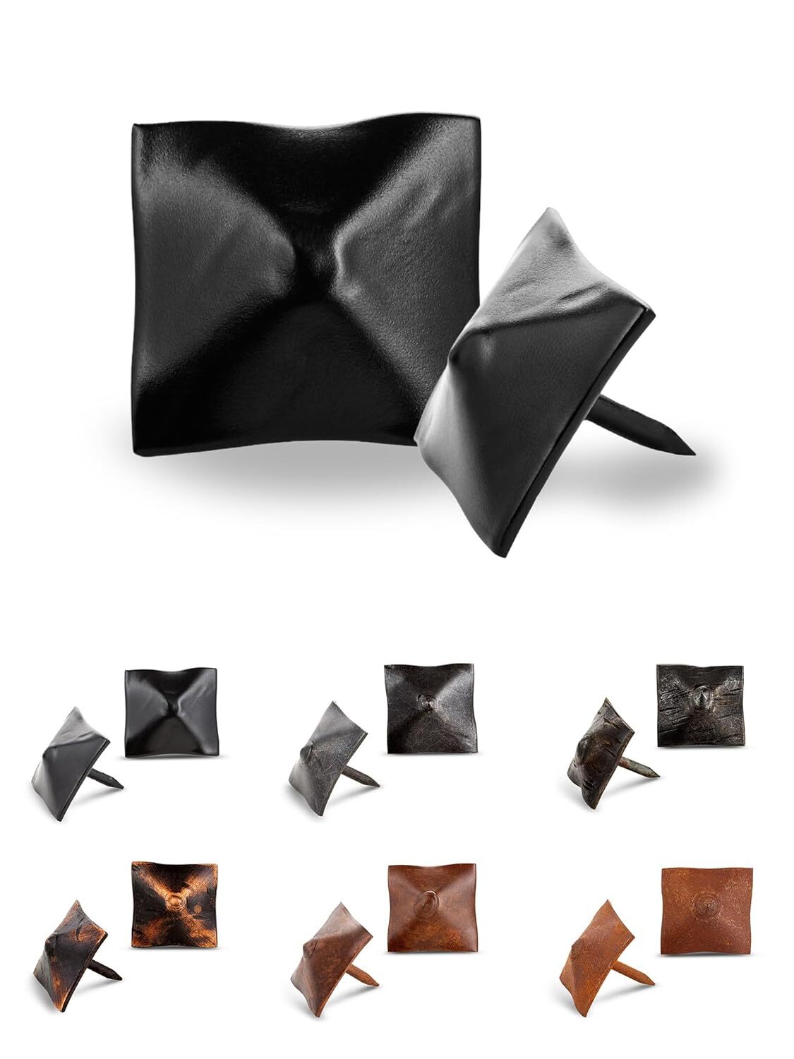 100 Pack Square Pyramid Door Clavos Decorative Nails 1" Rustic Hammered Iron