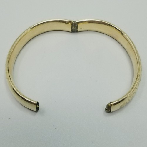 Bracciale Vintage Oro Giallo Riempito Cerniera Inciso Amato - Foto 5 di 14