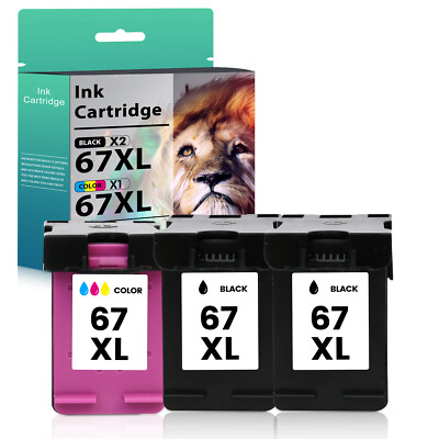 1-3PK 67-XL 67XL Black & Color 67XL Ink for HP Deskjet 4155e Plus 4122 4132 4155
