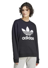 Adidas Women's Black Originals Trefoil Crew Sweatshirt, Small