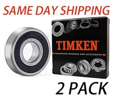 (Qty.2) TIMKEN 6305-2RS 25X62X17MM Double Rubber Seal Ball Bearings 6305RS
