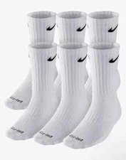 Nike Everyday Plus Drifi Cushion UNISEX Crew Sock,LARGE (8-12),6PAIR,White