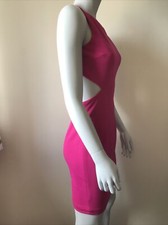 FOREVER 21 Fushsia Cut Out Back Bodycon Date Night Mini Dress Size S