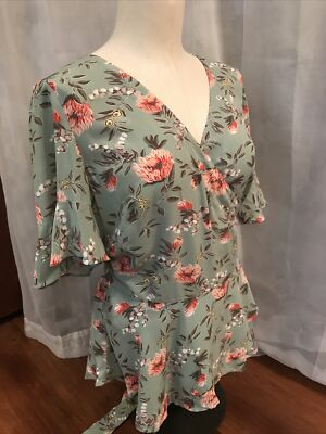 LOFT PETITE Woman s Large Floral Wrap Blouse Top Shirt NWT NEW Lightweight SS