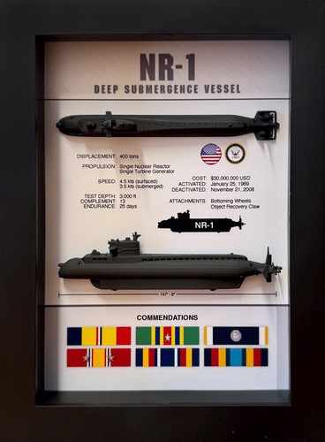 NR-1 Submarine, Deep Submergence Vessel, Memorial Display, Shadow Box, 6" x 8" - Afbeelding 1 van 5