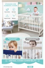 NEW Cribwrap White Terry Crib Railing Cover, Tie Wrap 50" Long x 6" Wide