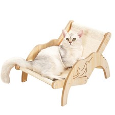 Cat Hammock Beach Chair with Sisal Scratcher, Elevated Adjustable Cozy Cat Lo...