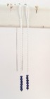 Sterling Silver Lapis Lazuli Threader Earrings With Hooks Handmade — photo 3
