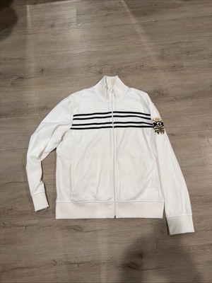 Express Design Studio track jacket white black stripes, Express lion crest track