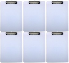 6 PCS Clipboard Dry Erase Surface 9x12.5 Inch Letter Size Low Profile Clip
