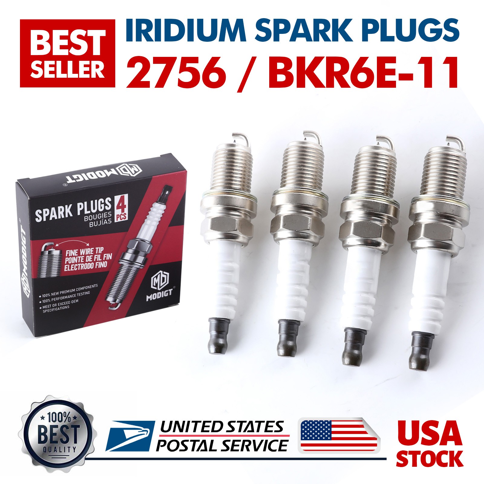 4 Pcs High Quality 2756 BKR6E-11 Iridium Spark Plugs For Chevrolet Nissan Suzuki