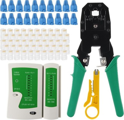 RJ45 Cable Plier and Crimp Tool Kit Pass Through Ethernet Crimper for 8P8C 6P4C