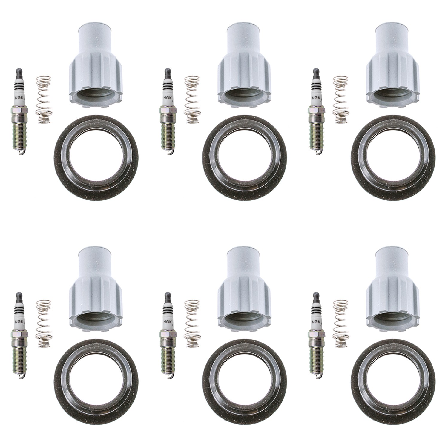 NGK 6 Iridium IX Spark Plugs  Denso Coil Boots Kit for Cadillac CTS 3.6L V6