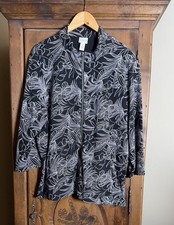 Weekends by Chico's Women s 4 XXL/20 Lightweight Full Zip Black/White Jacket