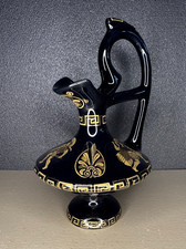 Vase pichet bleu nuit poterie grecque or 24K fait main Grèce H21cm