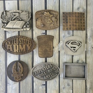 Vintage Belt Buckles Mixed Lot Of 9 Mixed Metals Collectibles