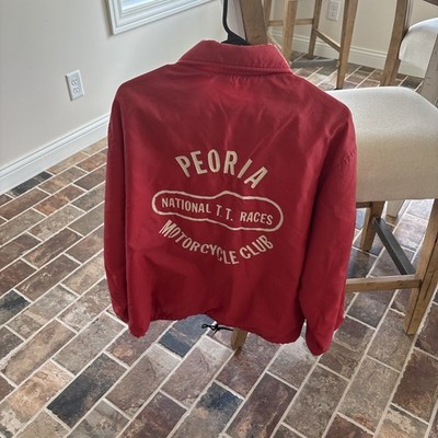 Vintage Peoria IL Motorcycle Club Jacket National TT Races Really Cool Size L