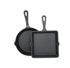 Sedona Kitchen 2pc Cast Iron Skillet And Square Griddle Set New