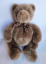 Gund Brown Teddy Bear Plush Stuffed Animal 18"T - White  Brown Polka Dot Bow