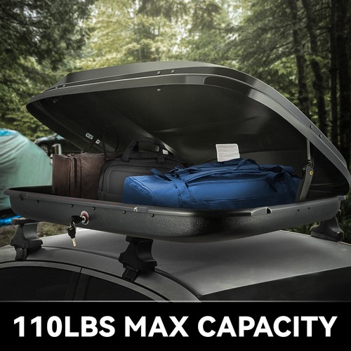WATERPROOF GLOSSY CAR TOP CARGO CARRIER ROOF MOUNT TRAVEL STORAGE BOX W/ LOCK - Picture 3 of 11