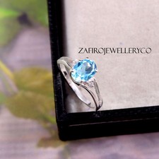 Swiss Blue Topaz Ring, 925 Sterling Silver, Blue Topaz Ring, December Birthstone
