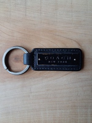 Vintage COACH Black Leather Key Chain Metal Logo Made in Mexico - Sole Owner 