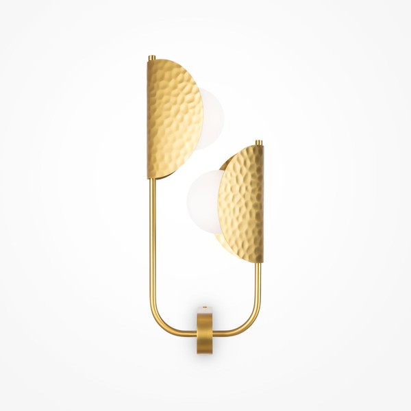 Wandlampe Wandleuchte Modern H: 56,4 Cm In Messing Weiß Metall Glas 2X G9-image