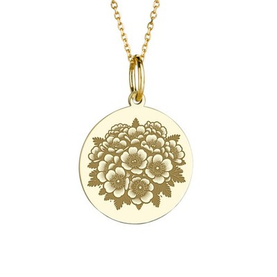 14K Gold Weißdorn Halskette, Blumen Anhänger, Maiblume Amulett, Gartenschmuck