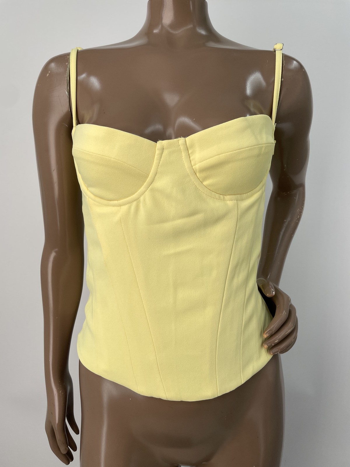 Marsthelabel Womens Corset Top Yellow Size 6 The Everly Lace Up Sweetheart Neck