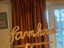 🪵 Classic “Farmhouse” Rope Word Sign – Rustic Country Home Décor