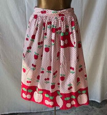 Vintage 1950's red and white cotton print gathered skirt