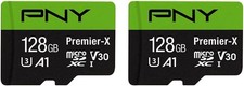 PNY Premier-X 128GB microSDXC Flash Memory Card U3 V30 A1 100MB/s 2 Pack