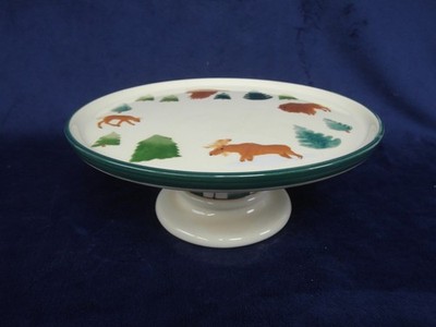 Hartstone Pottery High Country Bison/Deer/Moose Cake Pedestal Stand 11.5''