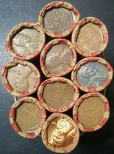 LOT of 10 Unsearched Wheat Penny Rolls 1909-1958