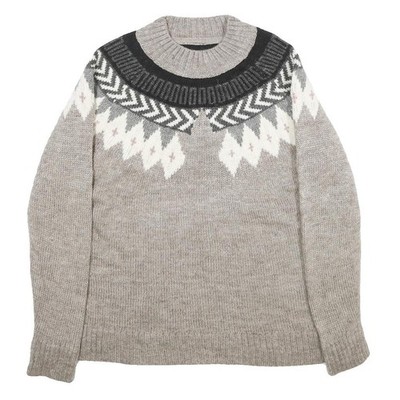 Topshop Damen Pullover grau gemustert Wollmischung Rundhals Basic Strick UK 12 weich