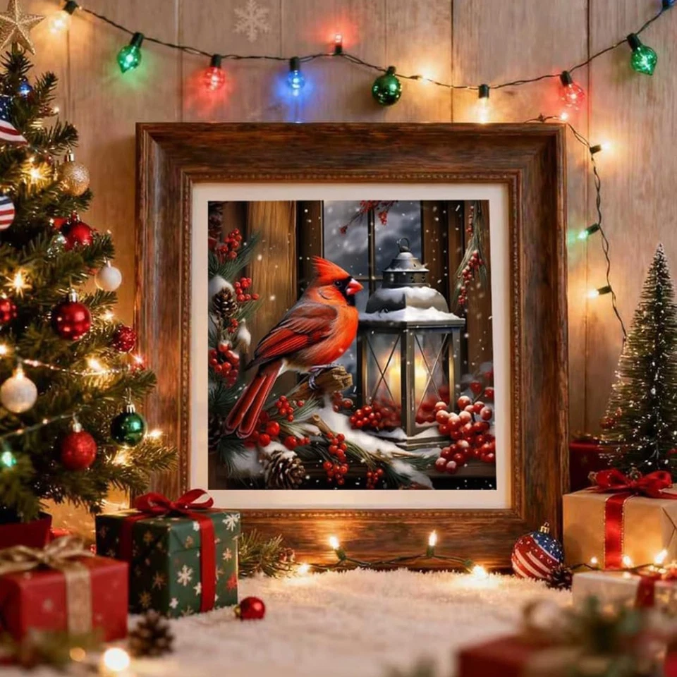 Kits de arte de diamantes de Navidad para adultos, linterna 5D redonda taladro completo gema redondo completo Foto 2 de 4