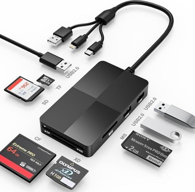Multi-Device Memory Card Reader Adapter - Supports OTG & 480Mbps Transfer