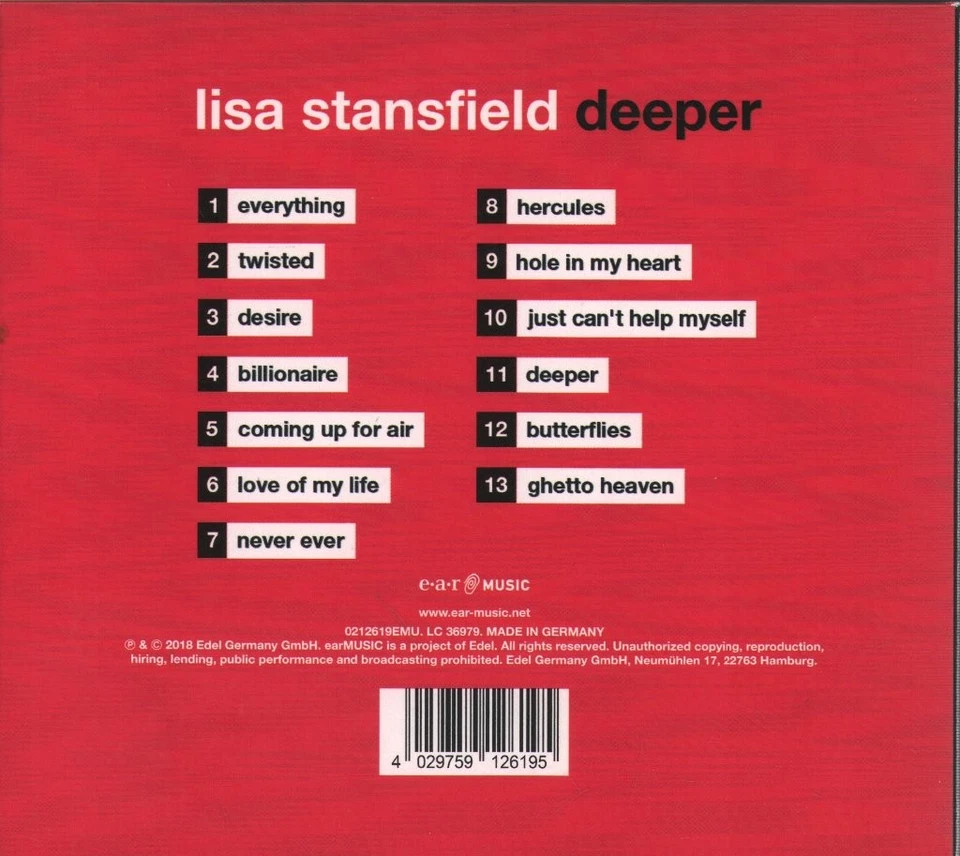 Lisa Stansfield Deeper CD Europa Ear Music 2018 Digipak 0212619EMU - Bild 2 von 2